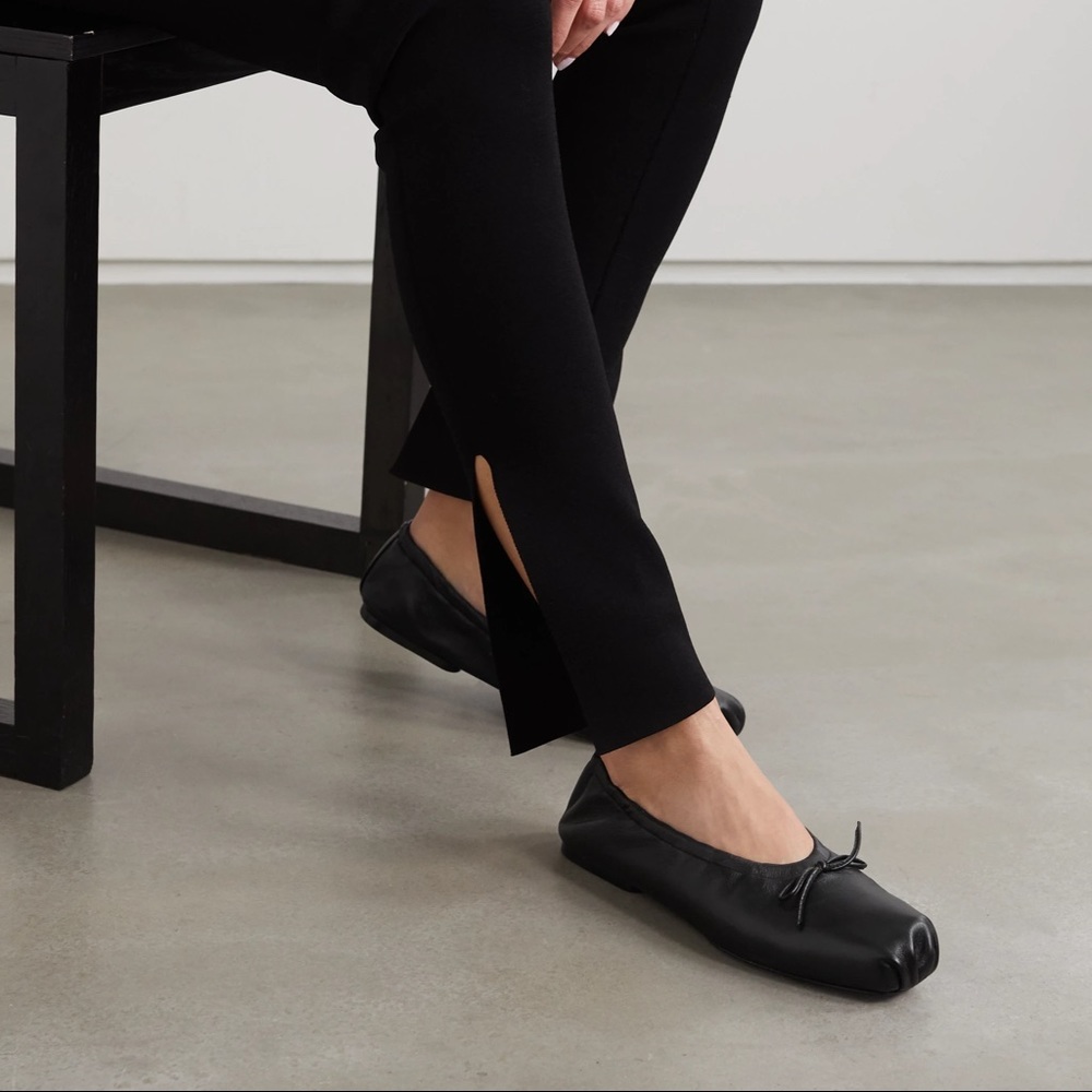 Khaite Ashland Black Leather Ballet Flats IT 40.5 *similar to The Row*